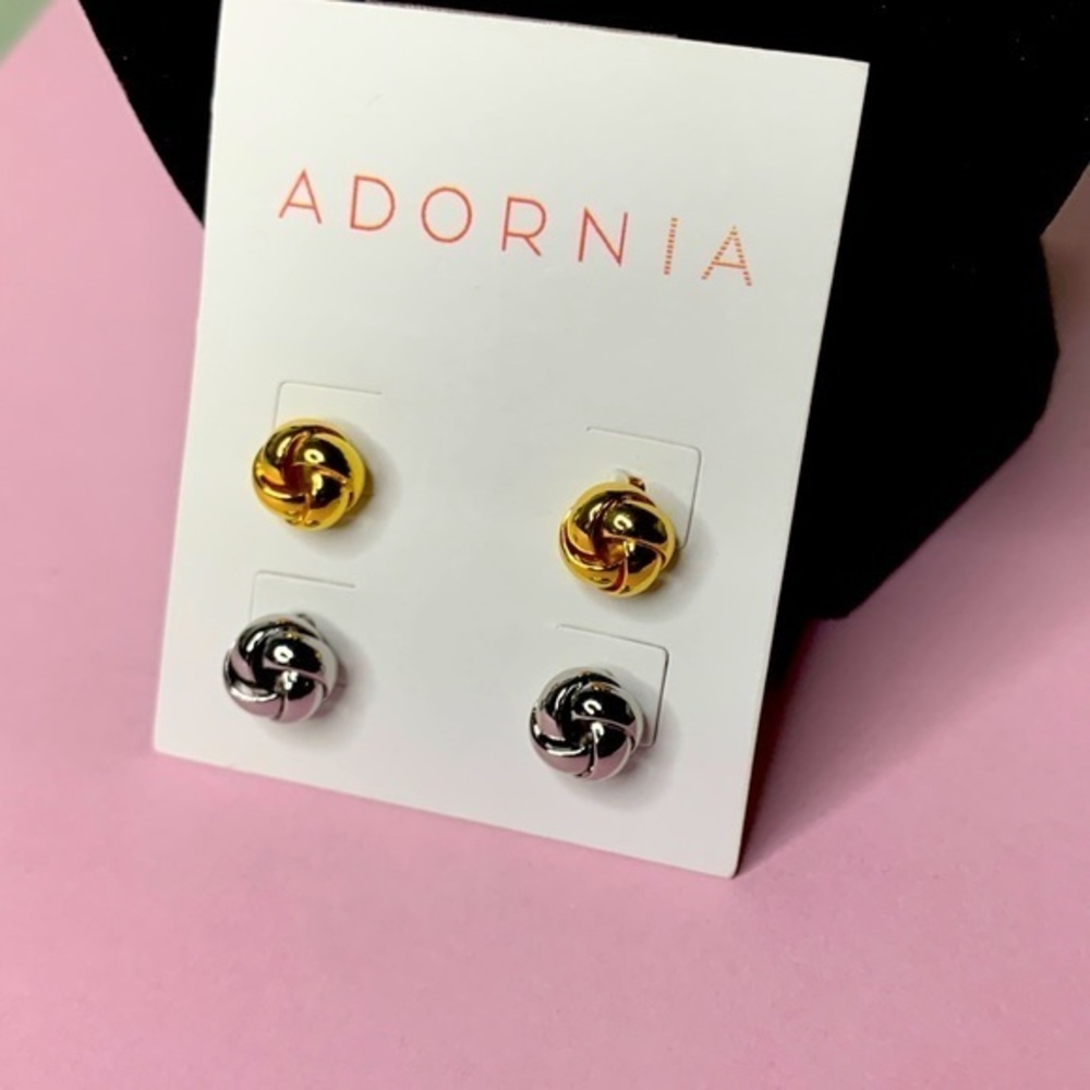 Adornia 14k Gold and Sterling Silver Knot Earrings NWT